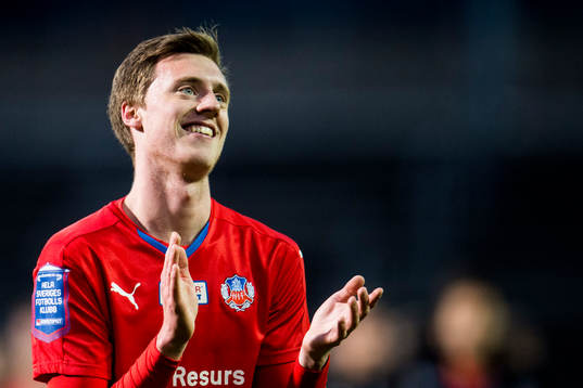 Helsingborgs Anton Kinnander tackar publiken