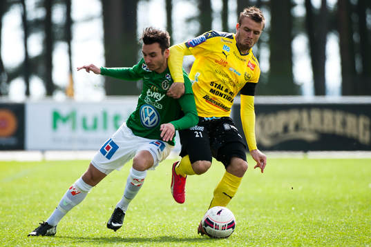 Jönköpings Södras Ronny Sabo och Mjällbys Simon Nilsson