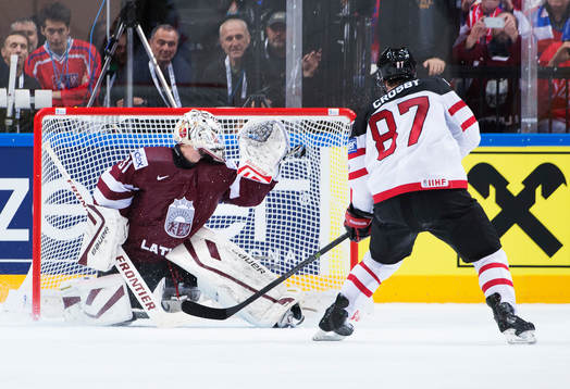 Lettlands målvakt Edgars Masalskis släpper in 6-1 från