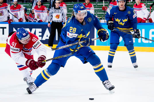Tjeckiens Martin Erat hakar Sveriges Elias Lindholm