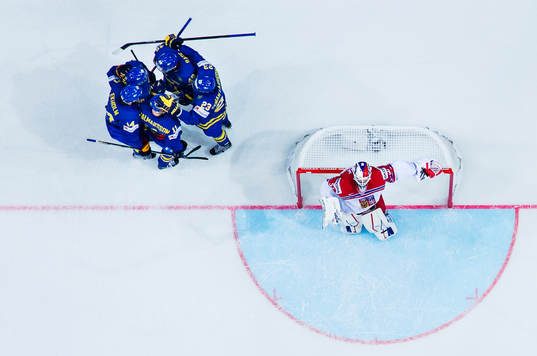 Sveriges Mattias Ekholm, Elias Lindholm, Simon Hjalmarsson,