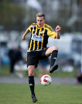 FK Hässleholms Danny Gunnarsson i matchen i division 2