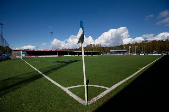 Vy över Ruddalens IP innan fotbollsmatchen i Superettan