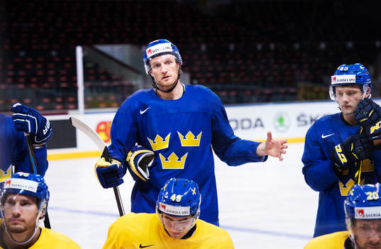 Staffan Kronwall på Sveriges ishockeylandslags träning