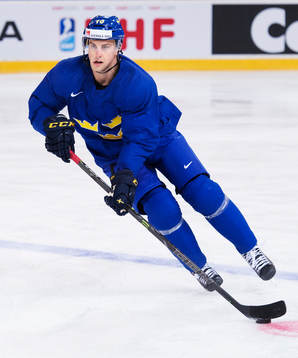 Joakim Lindström på Sveriges ishockeylandslags träning