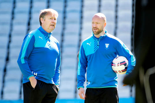 Malmö FFs tränare Åge Hareide och assisterande tränare