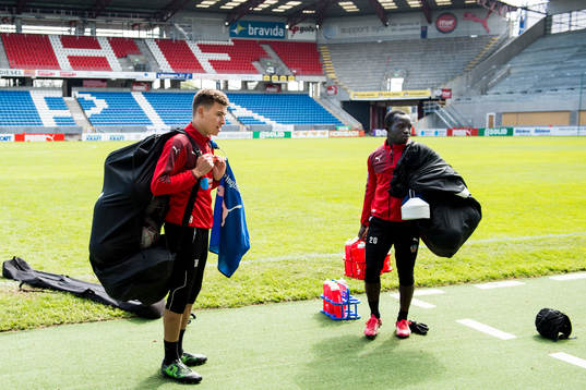 Helsingborgs Jordan Larsson och Emmanuel Boateng