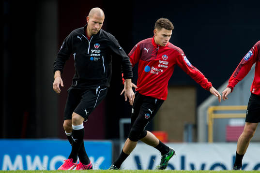 Helsingborgs Mattias Lindström och Jordan Larsson