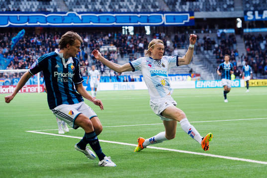 Djurgårdens Tim Björkström och Gefles Jacob Ericsson