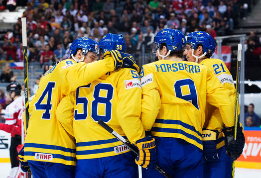 Sveriges Oscar Klefbom, Anton Lander, Filip Forsberg och