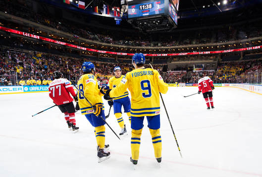 Sveriges Anton Lander, Loui Eriksson och Filip Forsberg