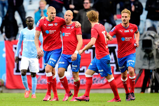 Helsingborgs Robin Simovic jublar