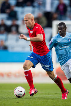 Helsingborgs Mattias Lindström och Malmö FFs Enoch Kofi