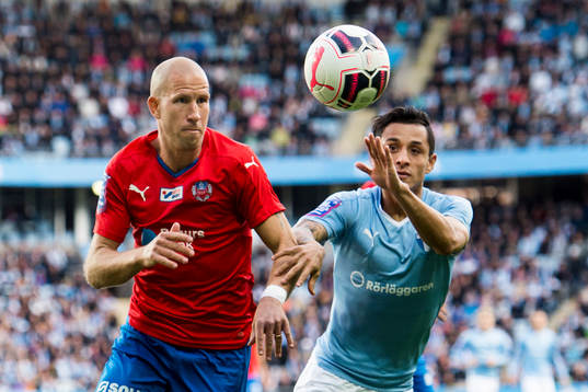 Helsingborgs Mattias Lindström och Malmö FFs Victor