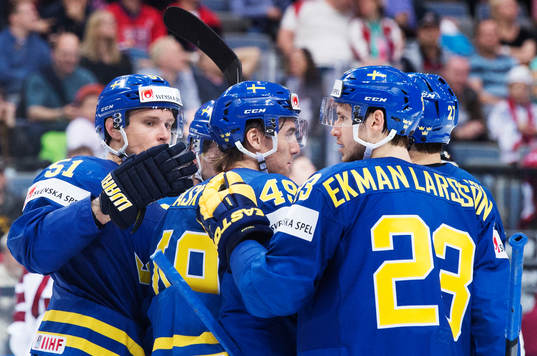 Sveriges Jonas Ahnelöv, Victor Rask och Oliver Ekman
