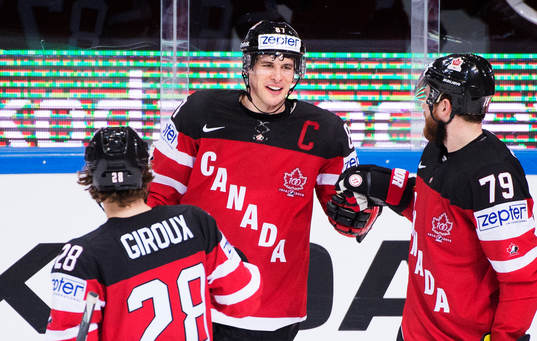 Kanadas Claude Giroux, Sidney Crosby och Ryan O’Reilly