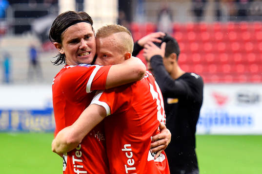 Kalmars Tobias Eriksson och Marcus Antonsson jublar