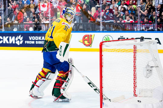 Sveriges målvakt Anders Nilsson deppar