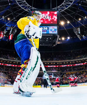 Sveriges målvakt Anders Nilsson deppar