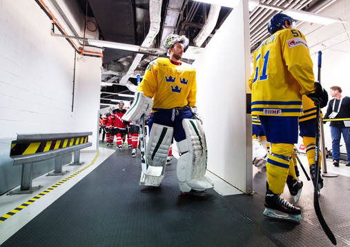 Sveriges målvakt Anders Nilsson deppar på väg in till