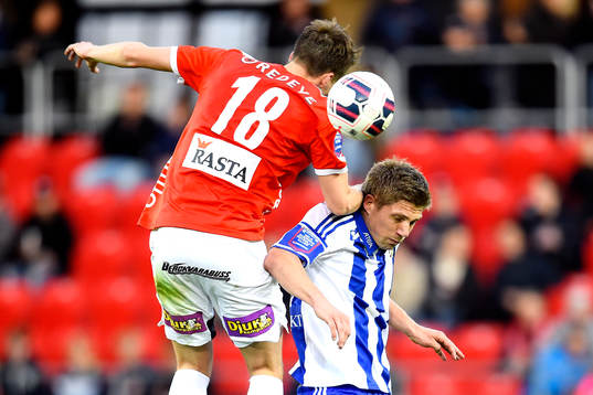 Kalmars Tor Øyvind Hovda och IFK Göteborgs Mikael Boman
