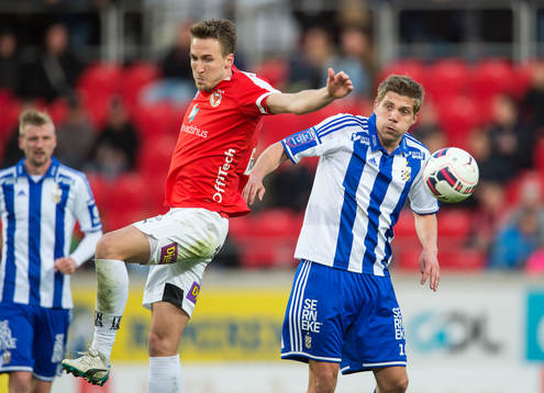 Kalmars Tor Øyvind Hovda och IFK Göteborgs Mikael Boman