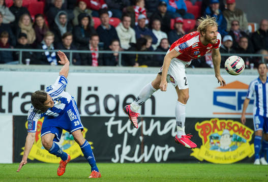 IFK Göteborgs Lasse Vibe och Kalmars Markus Thorbjörnsson