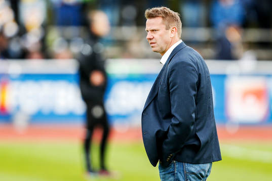 Falkenbergs tränare Hans Eklund före fotbollsmatchen i