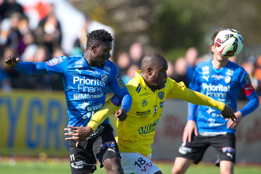 Halmstads King Osei Gyan och Falkenbergs Hakeem Araba