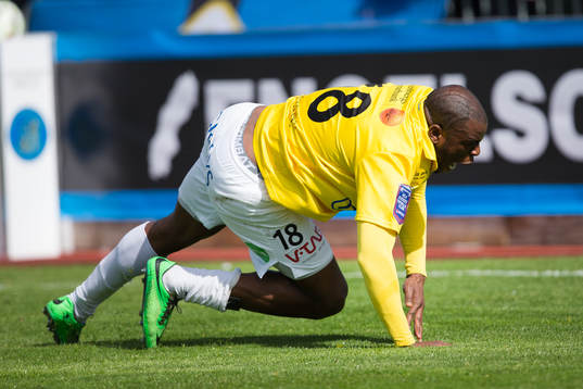 Falkenbergs Hakeem Araba har precis gjort 1-0