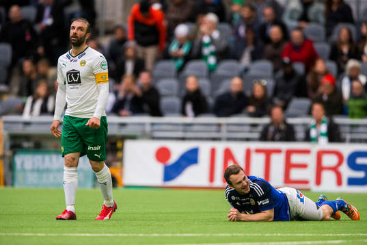 Hammarbys Kennedy Bakircioglu ser deppig ut och Sundsvalls