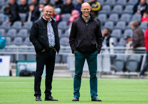 Sundsvall tränare Roger Franzén och Joel Cedergren innan