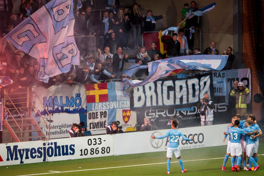 Malmö FFs spelare och supportrar jublar