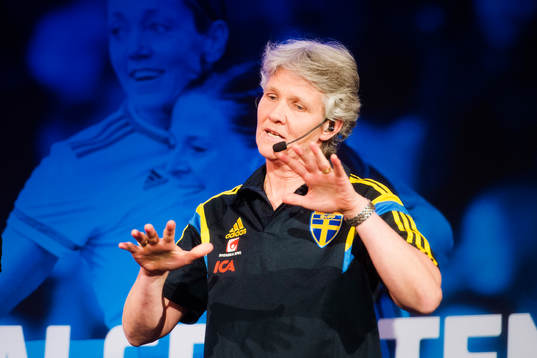 Sveriges förbundskapten Pia Sundhage när VM-truppen