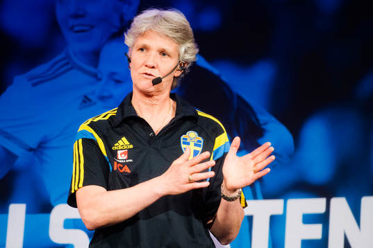 Sveriges förbundskapten Pia Sundhage när VM-truppen