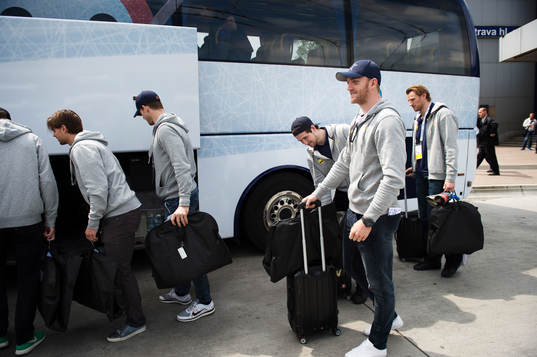 Filip Forsberg, Mattias Ekholm och Staffan Kronwall vid