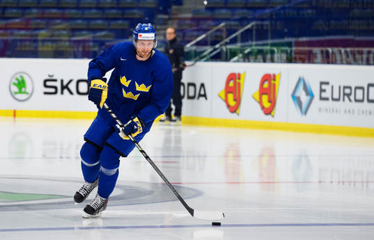 Staffan Kronwall på Sveriges ishockeylandslags träning