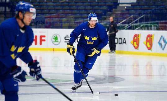 Staffan Kronwall på Sveriges ishockeylandslags träning