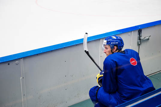 Staffan Kronwall på Sveriges ishockeylandslags träning
