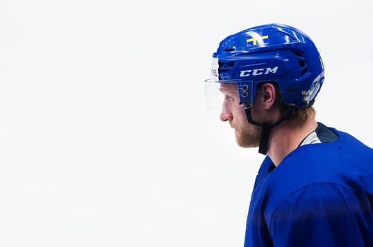 Staffan Kronwall på Sveriges ishockeylandslags träning