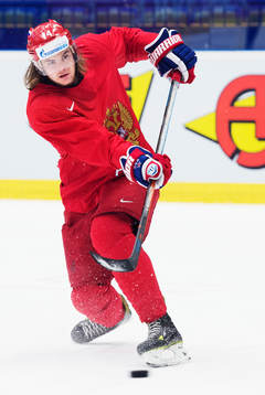 Viktor Tikhonov på Rysslands ishockeylandslags träning