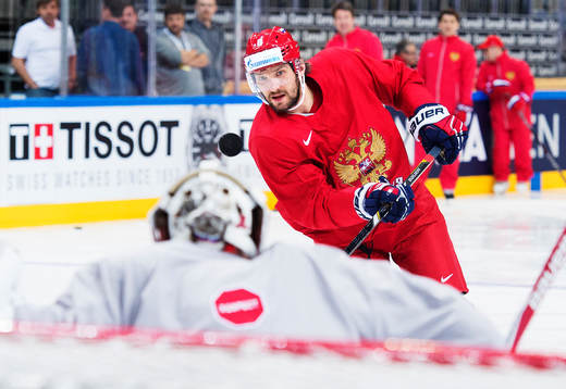 Alexander Ovechkin på Rysslands ishockeylandslags träning