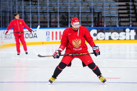 Alexander Ovechkin på Rysslands ishockeylandslags träning