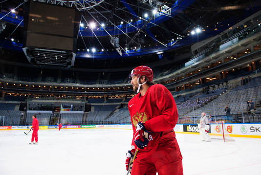 Alexander Ovechkin på Rysslands ishockeylandslags träning