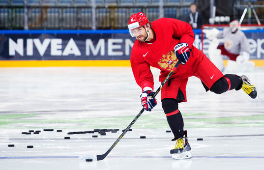 Alexander Ovechkin på Rysslands ishockeylandslags träning