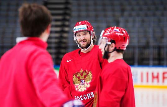 Alexander Ovechkin på Rysslands ishockeylandslags träning