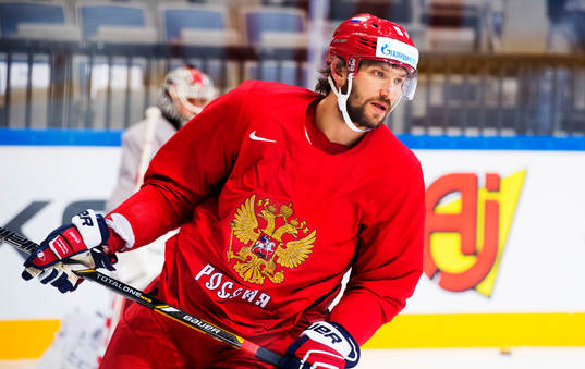 Alexander Ovechkin på Rysslands ishockeylandslags träning