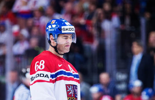 Tjeckiens Jaromir Jagr grimaserar