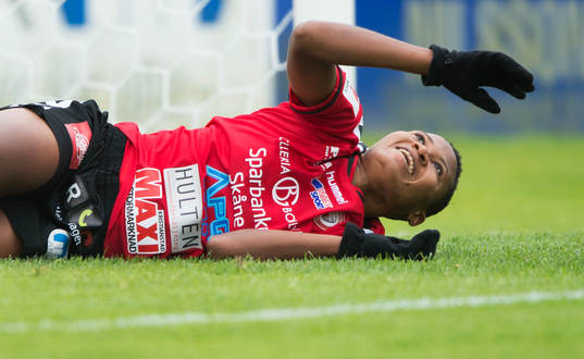 Kristianstads Ida Rebecca Guehai har gjort segermålet 2-1