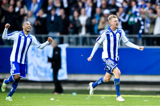 IFK Göteborgs Haitam Aleesami och Sebastian Eriksson jublar